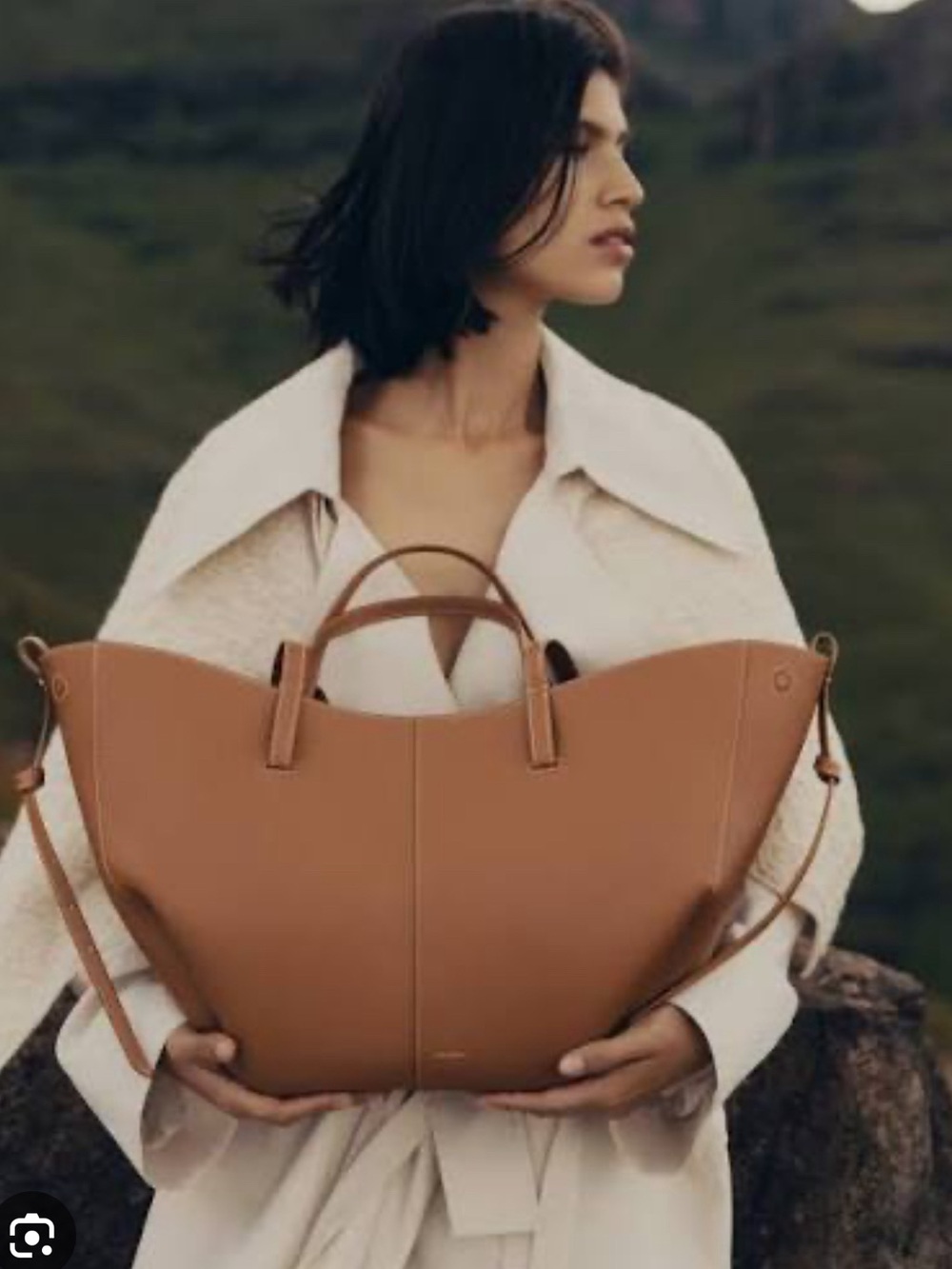 Polene Large Tan Leather Tote